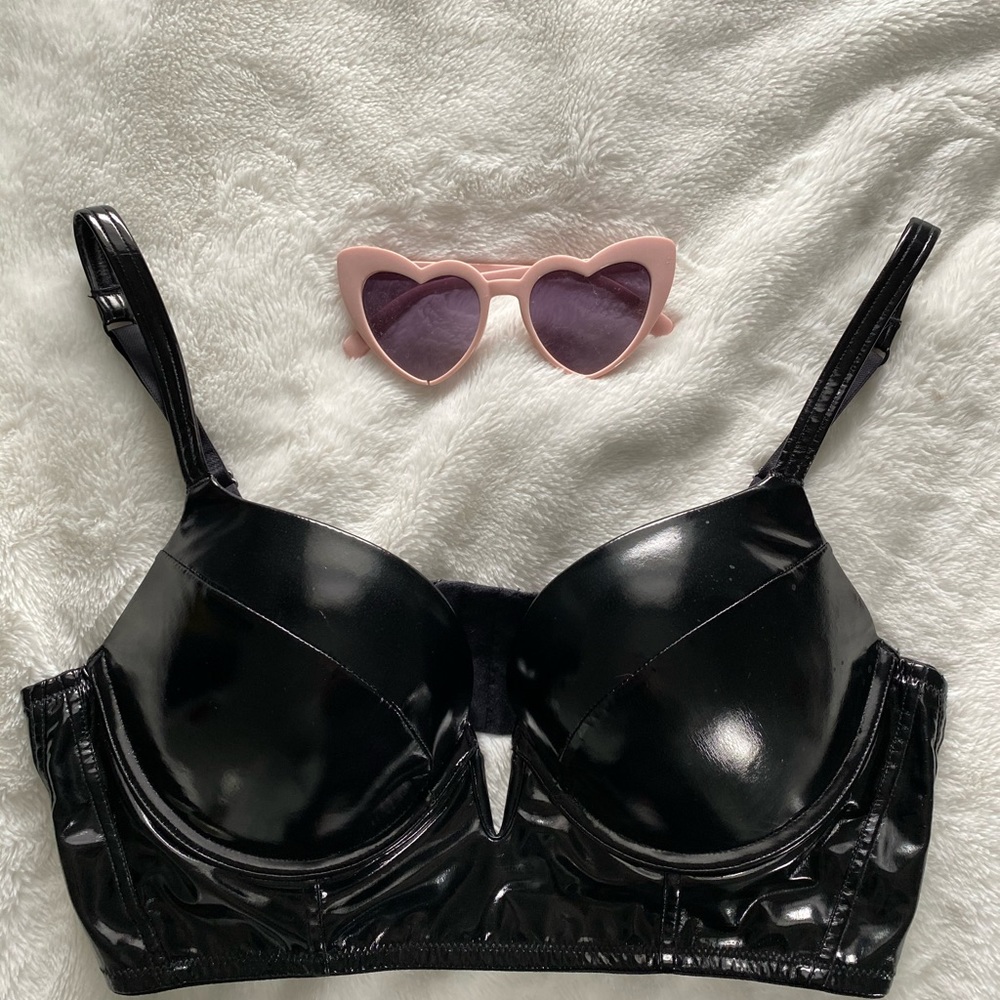 La Senza Faux Leather Push Up Wire Bustier Top